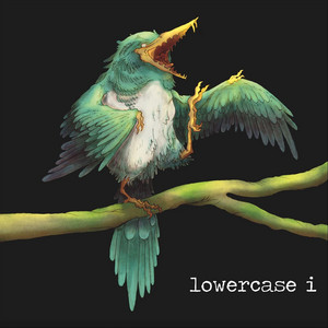 lowercase i album cover -- hand-painted green Little Birdie folk art by Nicki Giustine